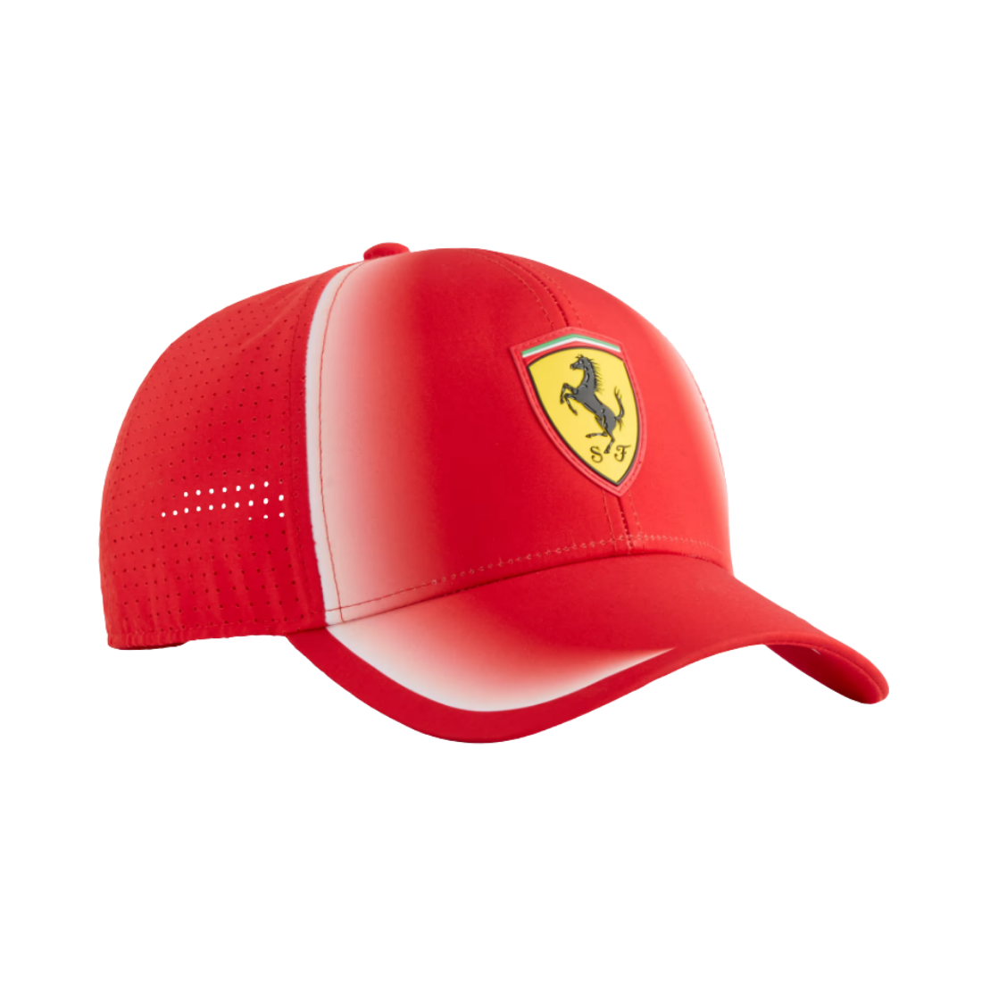 PUMA Ferrari red baseball cap with Scuderia Ferrari shield logo and perforated side panels