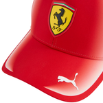 Red PUMA Ferrari cap featuring a Ferrari shield logo and white PUMA cat logo on the brim