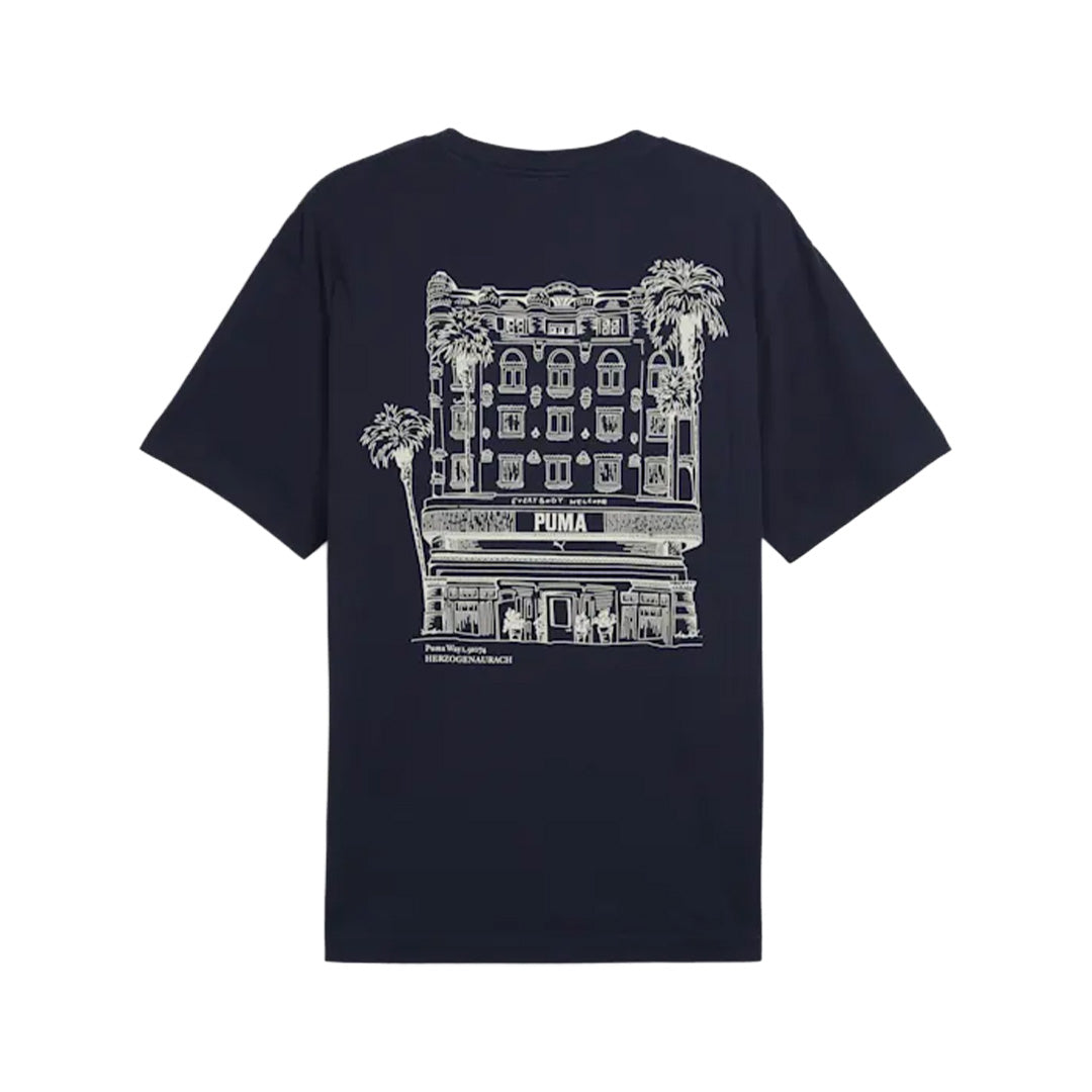 Graphics Hotel Relaxed Men's Round Neck Navy 629636 16