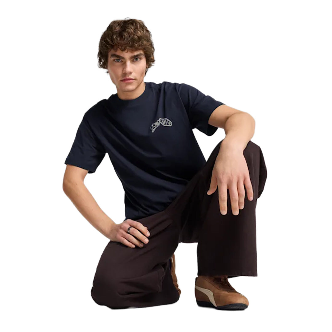 Graphics Hotel Relaxed Men's Round Neck Navy 629636 16
