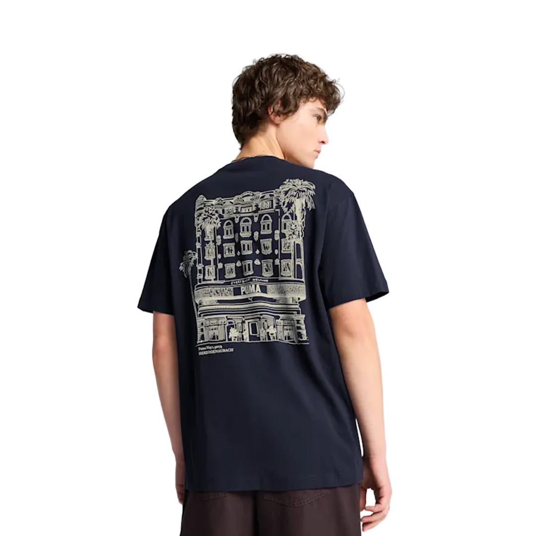 Graphics Hotel Relaxed Men's Round Neck Navy 629636 16