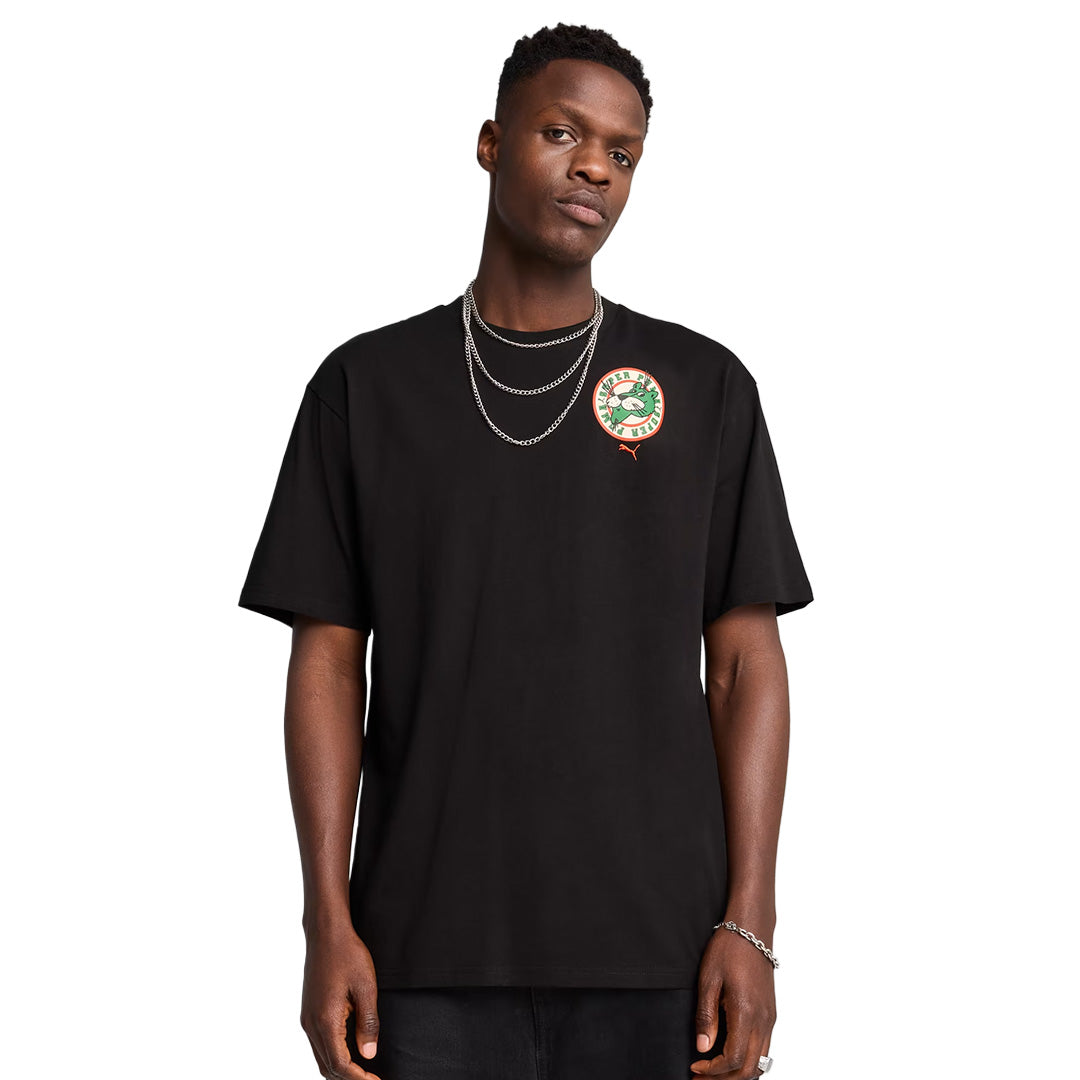 Graphics Hotel Relaxed Men's Round Neck Black 629639 01