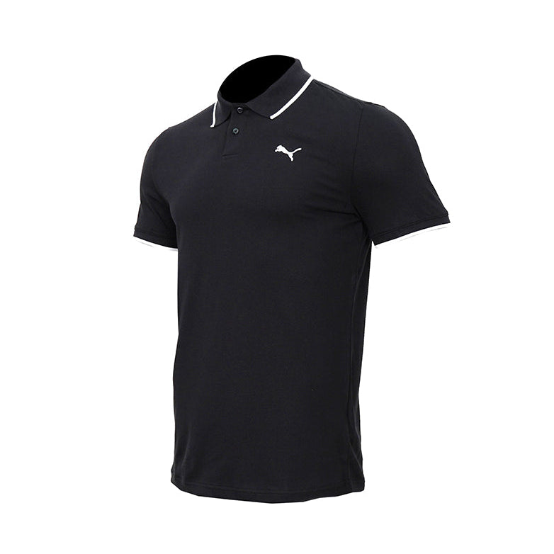 Essential Elevated Collar Tipping Men's Polo Tee Black 691473 01