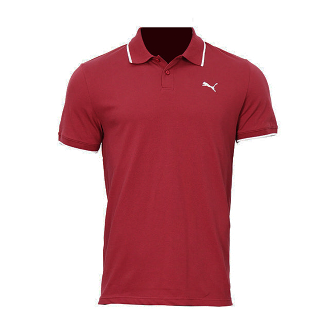 Essential Elevated Collar Tipping Men's Polo Tee Dark Red 691473 49
