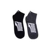 Unisex's Quarter Casual Socks Multi Color 2 Pairs Black & Grey- 701234115001