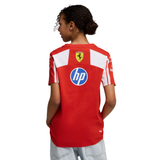 Back view of PUMA Scuderia Ferrari Tee Jr B Replica Jersey in red with sponsor logos