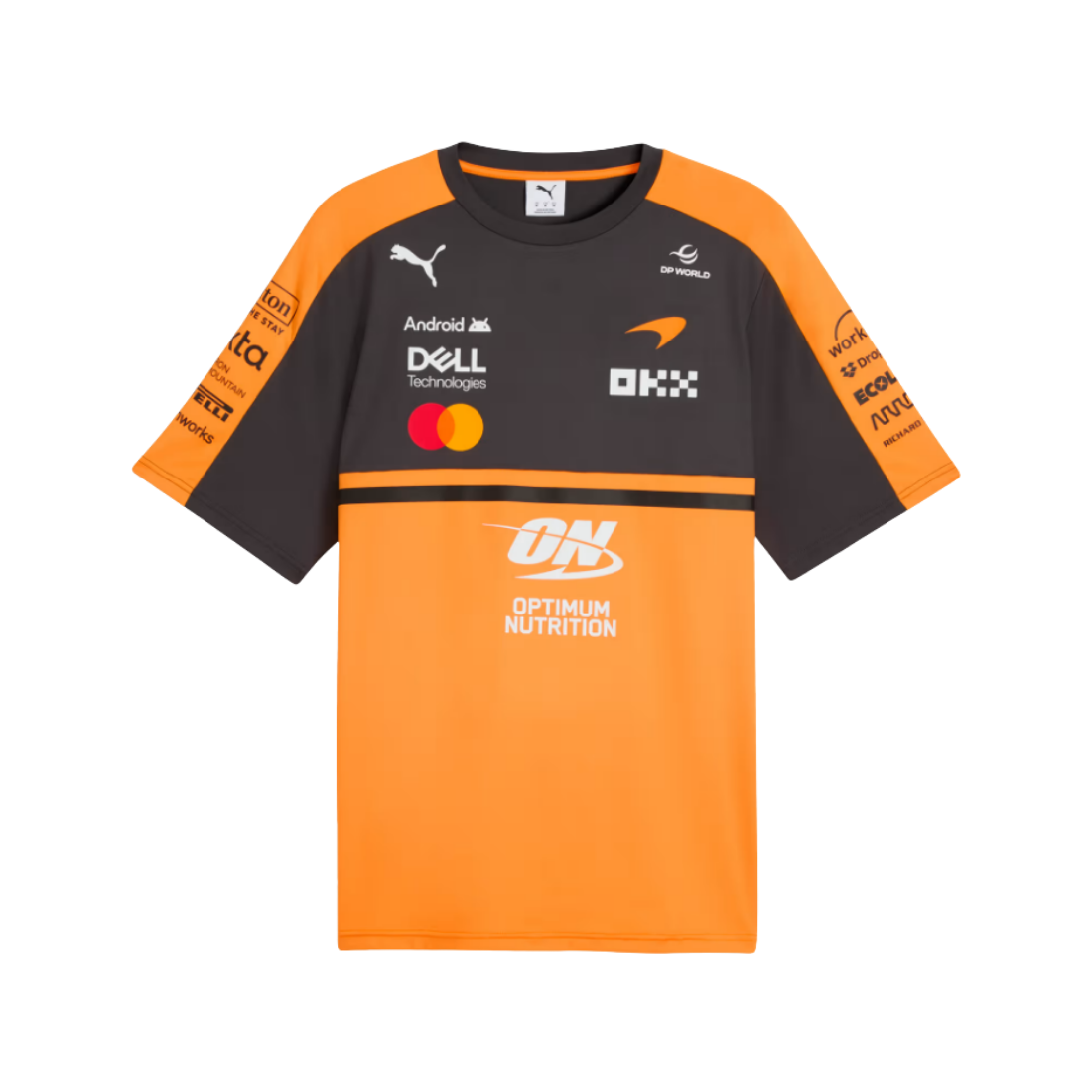 PUMA McLaren replica jersey in orange and grey with sponsor logos