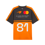 Back view of PUMA McLaren Piastri replica jersey in orange and grey with number 81 and team sponsor logos