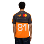 Back view of PUMA McLaren Piastri replica jersey in orange and grey with number 81 and team branding