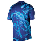 Blue t-shirt with bird pattern on a white background