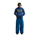 Person wearing a blue 'BRASA' hoodie and pants on a white background