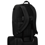 Black backpack on a white background