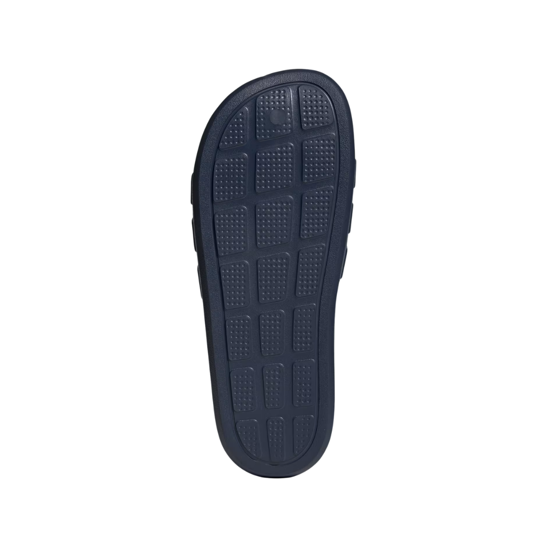 Navy Adidas Adilette Flow unisex slipper showing the textured grid pattern on the outsole