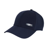 Adidas blue lightweight baseball cap with metallic logo plaque