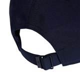 Back view of blue Adidas lightweight baseball cap showing adjustable strap and buckle
