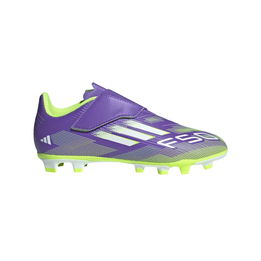 F50 Club Velcro Fg/Mg Junior Football Boots Purple JI0036