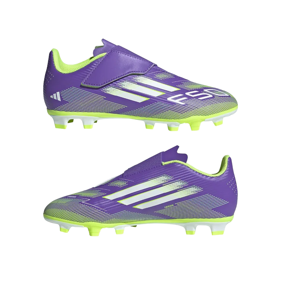 F50 Club Velcro Fg/Mg Junior Football Boots Purple JI0036