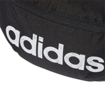 Close up of Adidas Daily waistbag in black with white logo