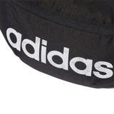 Close up of Adidas Daily waistbag in black with white logo