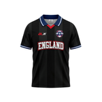 Black sports jersey with 'England' text and logo on a white background