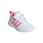Adidas Vl Move El C kids shoe in white with pink stripes and hook and loop closure