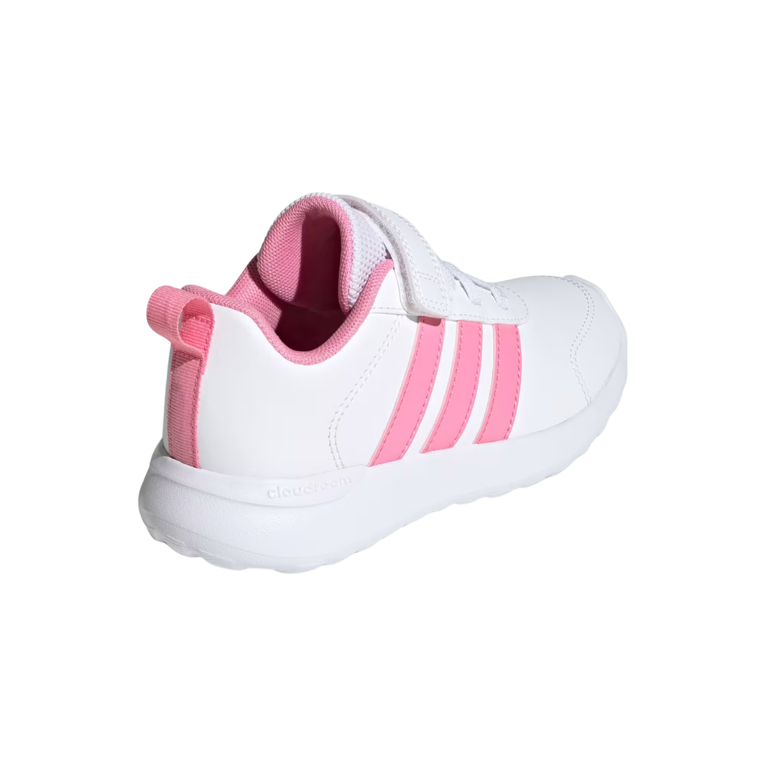 Adidas Vl Move El C Ch B kids shoe in white with pink stripes and hook and loop closure