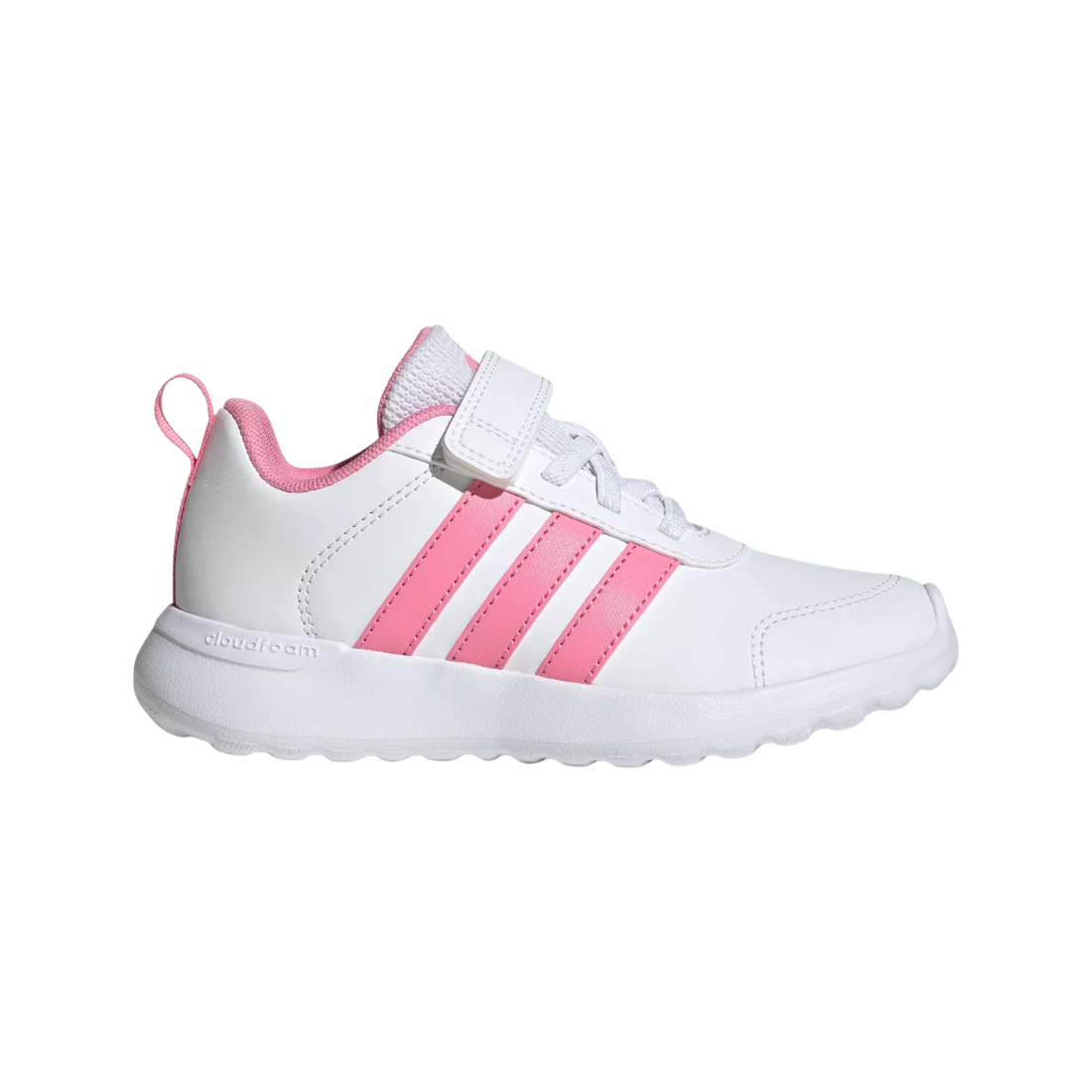 Adidas Vl Move El C Ch B kids shoes in white with pink stripes and hook and loop closure