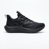 A black athletic sneaker shown from the side against a clean white background.