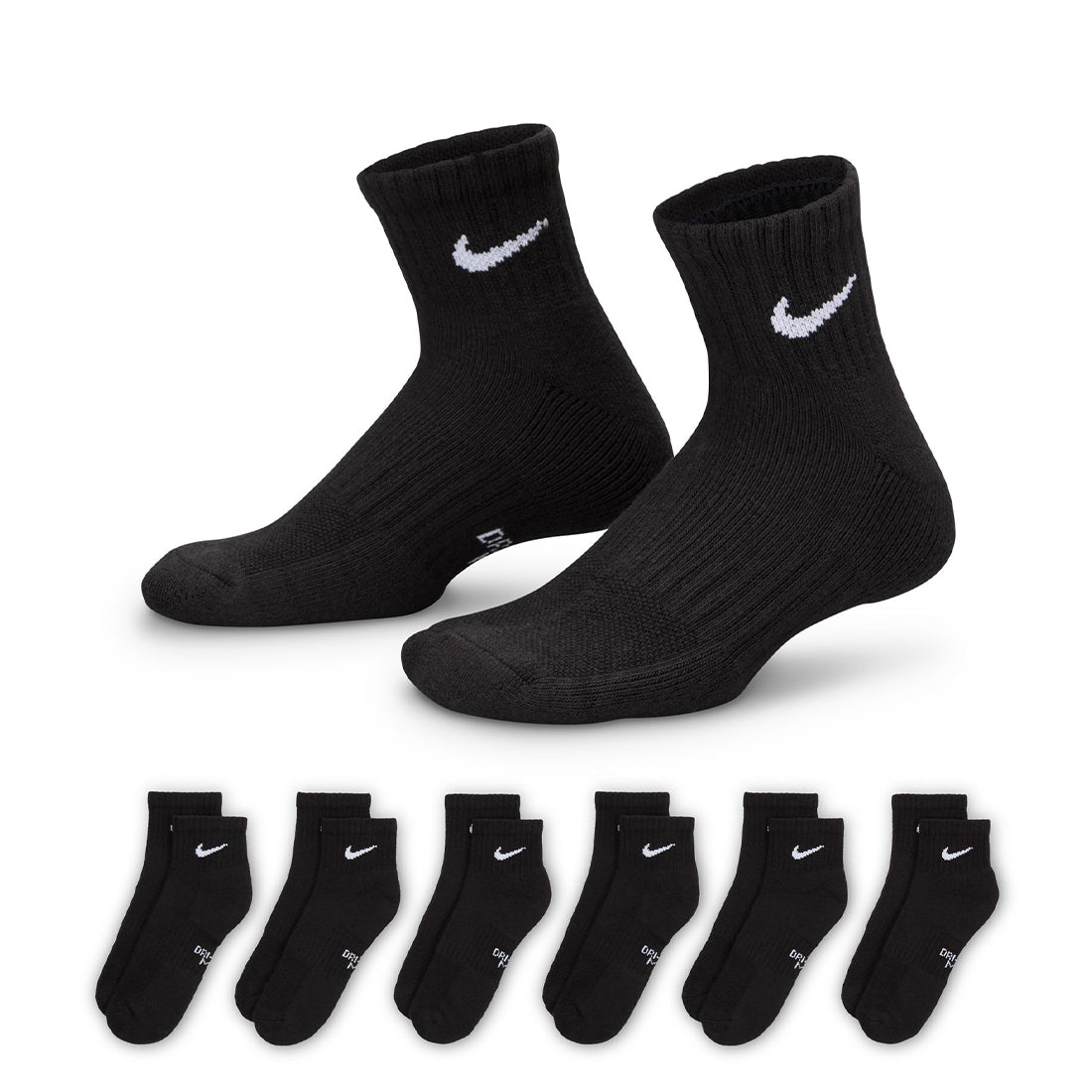 Everyday Kids' Cushioned Ankle Socks Black (6 Pairs) SX6912-010