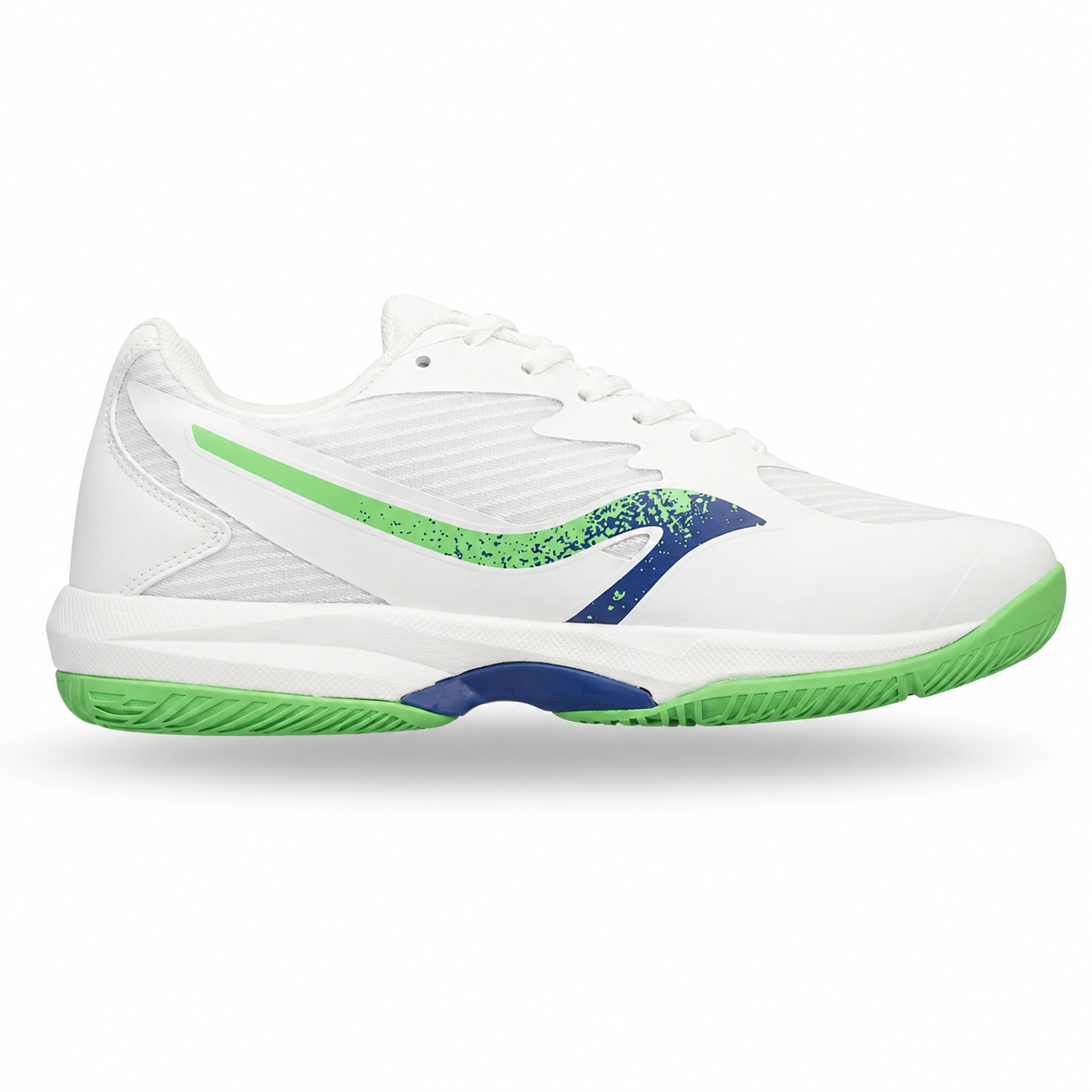 ALX 25231 men court white sneaker with green and blue accents