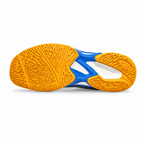 Bottom view of ALX 25231 Men Court Blue shoe showing yellow non-marking rubber outsole pattern