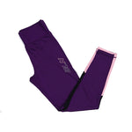 Purple pants with pink side strip on a white background